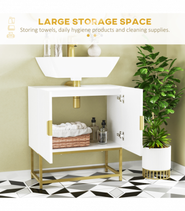 kleankin Bathroom Sink Cabinet Under Sink Cabinet Wooden Basin Cupboard White