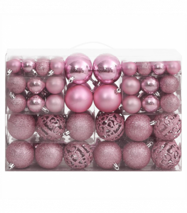 vidaXL 111 Piece Christmas Bauble Set Pink Polystyrene