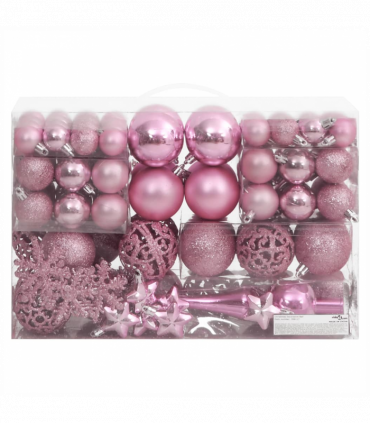 vidaXL 111 Piece Christmas Bauble Set Pink Polystyrene