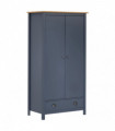 vidaXL 2-Door Wardrobe Hill Grey 89x50x170 cm Solid Pine Wood