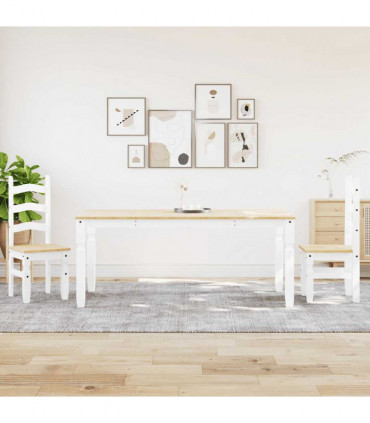 vidaXL 3 Piece Dining Set Panama White Solid Wood Pine