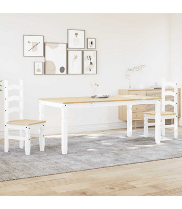 vidaXL 3 Piece Dining Set Panama White Solid Wood Pine