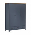 vidaXL 3-Door Wardrobe Hill Grey 127x50x170 cm Solid Pine Wood