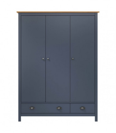 vidaXL 3-Door Wardrobe Hill Grey 127x50x170 cm Solid Pine Wood