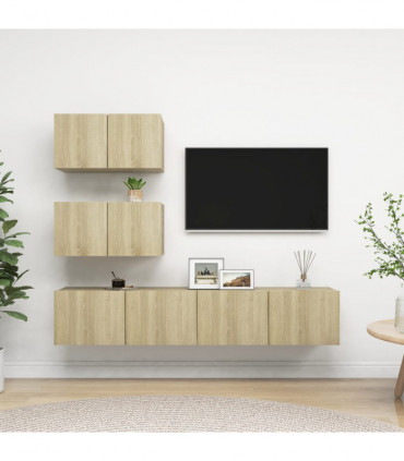 vidaXL 4 Piece TV Cabinet Set Sonoma Oak Engineered Wood