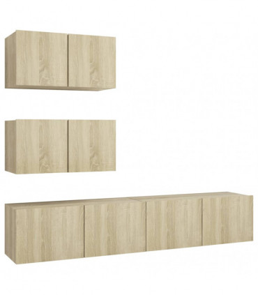 vidaXL 4 Piece TV Cabinet Set Sonoma Oak Engineered Wood