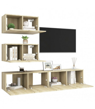 vidaXL 4 Piece TV Cabinet Set Sonoma Oak Engineered Wood