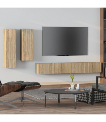 vidaXL 4 Piece TV Cabinet Set Sonoma Oak Engineered Wood