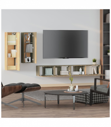 vidaXL 4 Piece TV Cabinet Set Sonoma Oak Engineered Wood