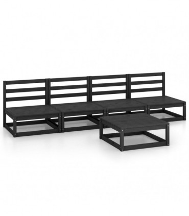 vidaXL 5 Piece Garden Lounge Set Black Solid Pinewood