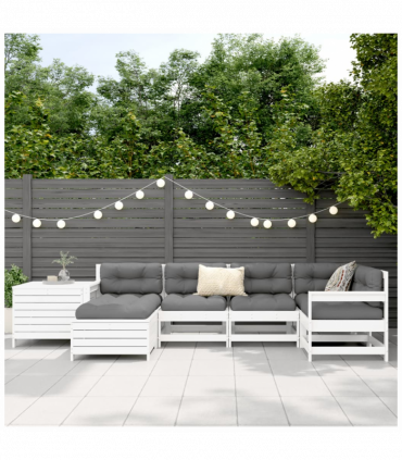 vidaXL 7 Piece Garden Sofa Set White Solid Wood Pine