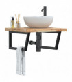 vidaXL Basin Shelf Wall Mounted Steel and Solid Wood Acacia