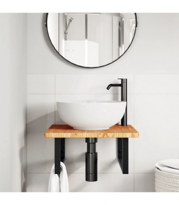 vidaXL Basin Shelf Wall Mounted Steel and Solid Wood Oak