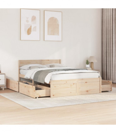 vidaXL Bed Frame with Drawers 120x200 cm Solid Wood Pine