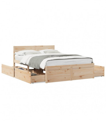 vidaXL Bed Frame with Drawers 120x200 cm Solid Wood Pine