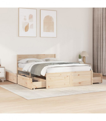 vidaXL Bed Frame with Drawers 120x200 cm Solid Wood Pine