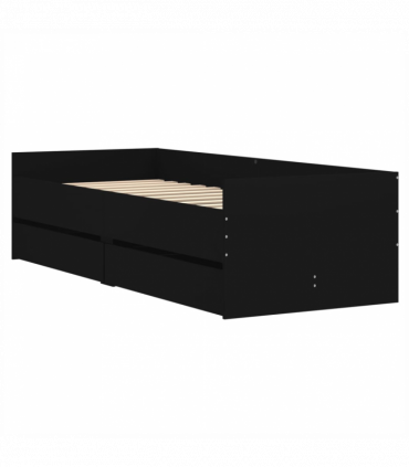 vidaXL Bed Frame with Drawers Black 75x190 cm Small Single