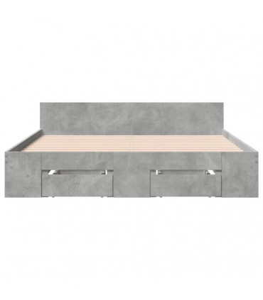 vidaXL Bed Frame with Drawers Concrete Grey 120x190 cm Small Double Engineered Wood