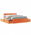 vidaXL Bed with Drawers and Mattress Wax Brown 140x200 cm Solid Wood Pine