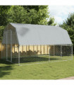 vidaXL Bird Cage with Roof and Door Silver Galvanised Steel