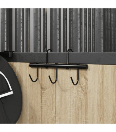 vidaXL Bridle Hanger with 5 Swivel Hooks Black Steel