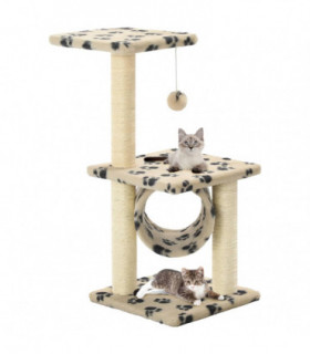 vidaXL Cat Tree with Sisal Scratching Posts 65 cm Beige Paw Print