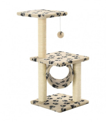 vidaXL Cat Tree with Sisal Scratching Posts 65 cm Beige Paw Print