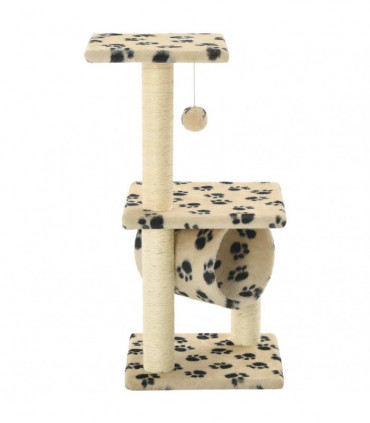 vidaXL Cat Tree with Sisal Scratching Posts 65 cm Beige Paw Print
