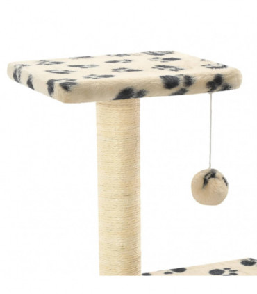 vidaXL Cat Tree with Sisal Scratching Posts 65 cm Beige Paw Print