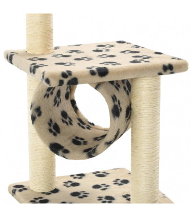 vidaXL Cat Tree with Sisal Scratching Posts 65 cm Beige Paw Print