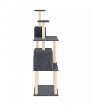 vidaXL Cat Tree with Sisal Scratching Posts Dark Grey 167 cm