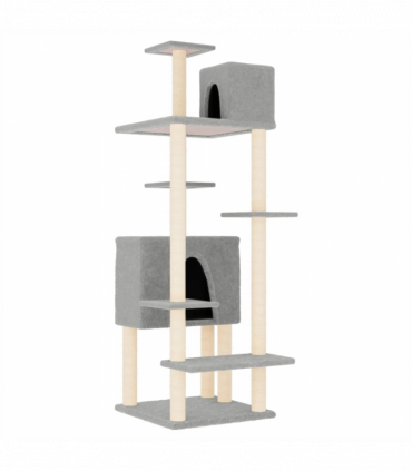 vidaXL Cat Tree with Sisal Scratching Posts Light Grey 154 cm