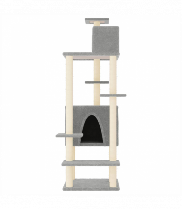 vidaXL Cat Tree with Sisal Scratching Posts Light Grey 154 cm