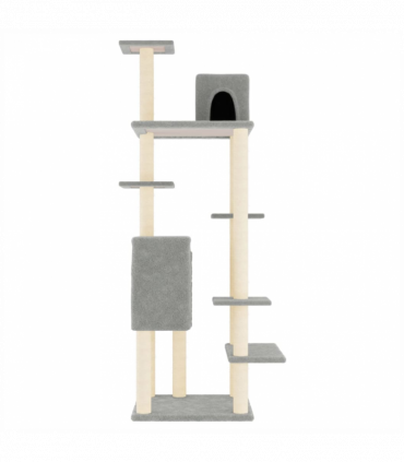 vidaXL Cat Tree with Sisal Scratching Posts Light Grey 154 cm