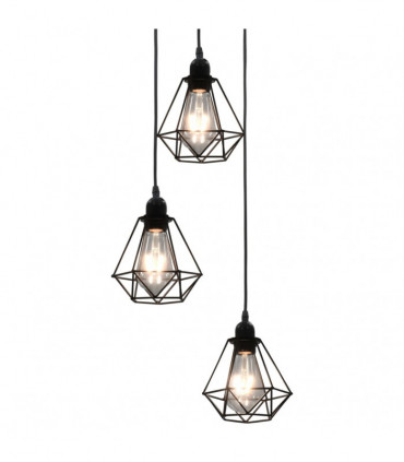 vidaXL Ceiling Lamp with Diamond Design Black 3 x E27 Bulbs