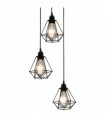 vidaXL Ceiling Lamp with Diamond Design Black 3 x E27 Bulbs