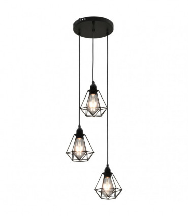 vidaXL Ceiling Lamp with Diamond Design Black 3 x E27 Bulbs