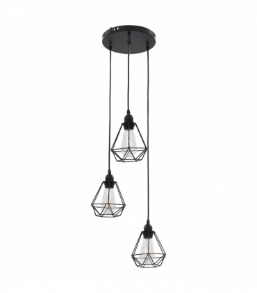 vidaXL Ceiling Lamp with Diamond Design Black 3 x E27 Bulbs