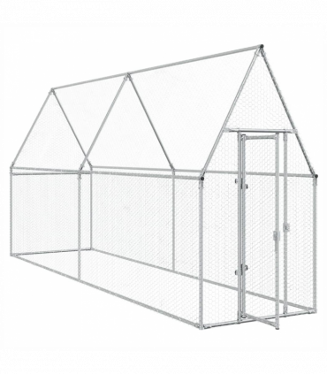 vidaXL Chicken Cage Silver 400x100x190 cm Galvanised Steel