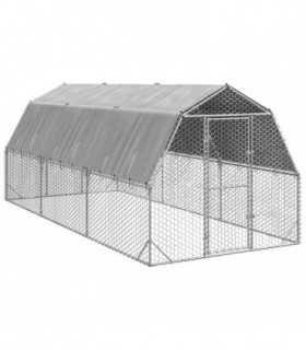 vidaXL Chicken Run with Roof 2.5x6x2.25 m Galvanised Steel