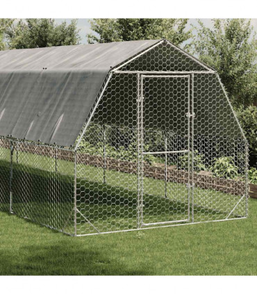 vidaXL Chicken Run with Roof 2.5x6x2.25 m Galvanised Steel