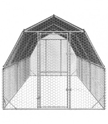 vidaXL Chicken Run with Roof 2.5x6x2.25 m Galvanised Steel