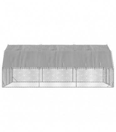 vidaXL Chicken Run with Roof 2.5x6x2.25 m Galvanised Steel