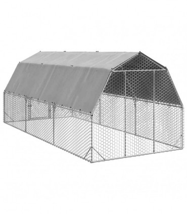 vidaXL Chicken Run with Roof 2.5x6x2.25 m Galvanised Steel