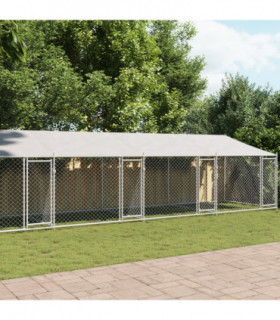 vidaXL Dog Cage with Roof and Doors Grey 10x2x2 m Galvanised Steel