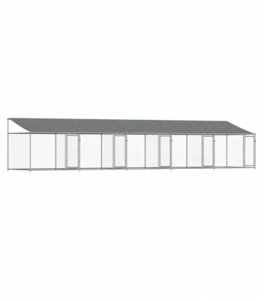 vidaXL Dog Cage with Roof and Doors Grey 10x2x2 m Galvanised Steel