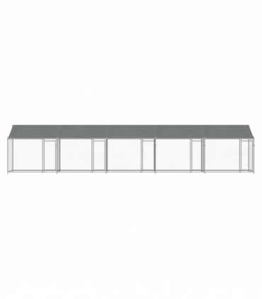 vidaXL Dog Cage with Roof and Doors Grey 10x2x2 m Galvanised Steel