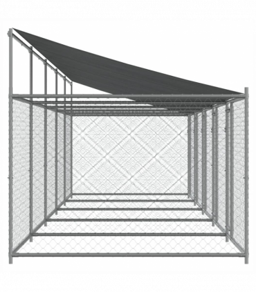 vidaXL Dog Cage with Roof and Doors Grey 10x2x2 m Galvanised Steel