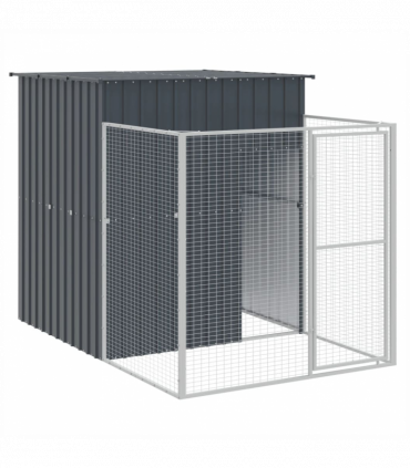 vidaXL Dog House with Run Anthracite 165x251x181 cm Galvanised Steel