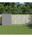 vidaXL Dog House with Run Light Grey 214x1069x181 cm Galvanised Steel
